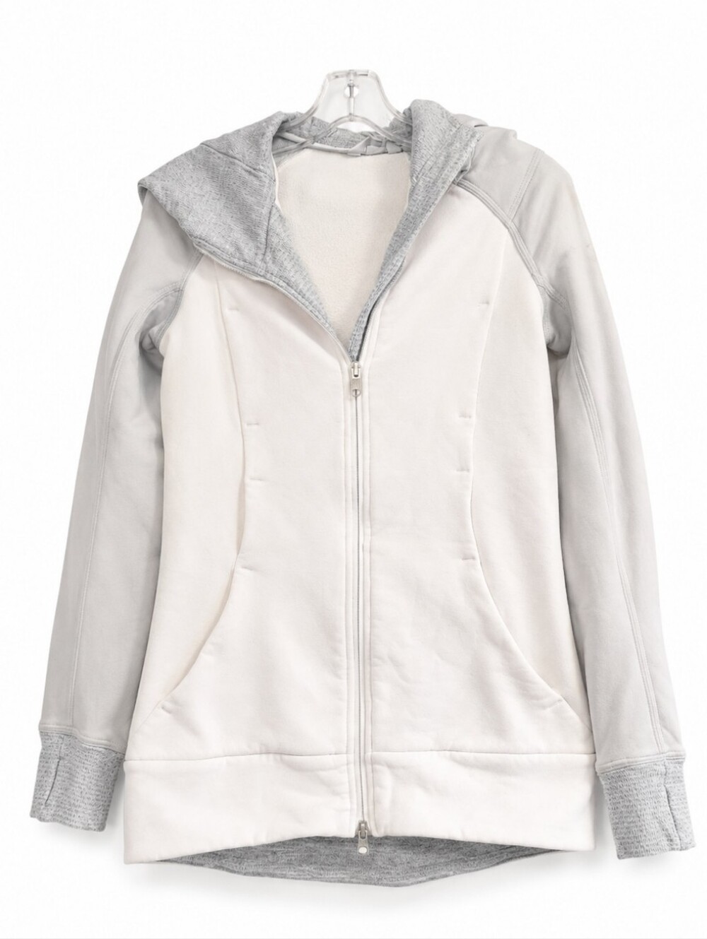 Lululemon Women’s Size 2 Scuba Hoodie White Gray Full Zip Sweatshirt Jacket